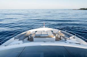 Sunseeker motor yacht Triple Eight foredeck with sun pads 