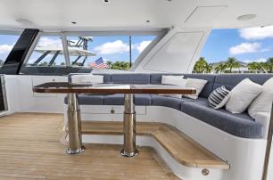 Westport yacht Seas the Day sundeck dining area 