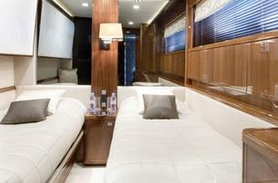 Princess motor yacht Mira guest cabin with twin beds 