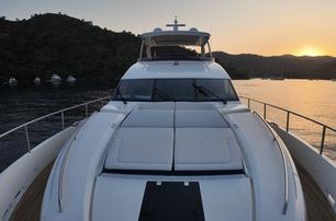 Princess motor yacht Omnia Natura foredeck with sun pads 