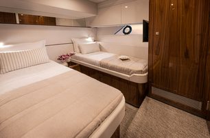 Riviera 645 SUV Series II motor yacht guest cabin with twin beds 