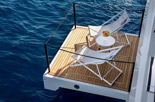 Lazzara LPC 300 catamaran owners cabin private balcony 