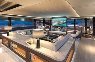 An entertainment area on board a Benetti superyacht