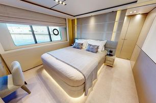 Princess motor yacht Adromelia guest cabin with double bed 