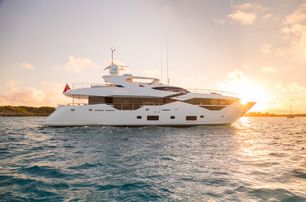 Sunseeker 116 Yacht underway showing tri-deck profile and exterior design