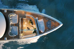 Sirena 42M/01 motor yacht underway foredeck close up 
