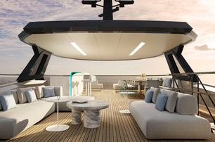 Bering 88 motor yacht flybridge lounge area 