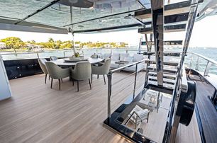 Riva yacht Tenacious upper aft deck dining area 