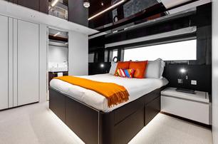 Riva motor yacht Riva Royale guest cabin with large window 