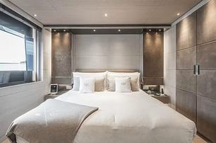   Baglietto superyacht Severin's guest cabin with double bed 