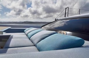 Sanlorenzo motor yacht Kapusha foredeck lounge area  