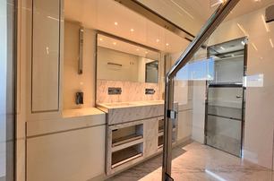 Riva motor yacht No Stress 888 master ensuite with marble basins 