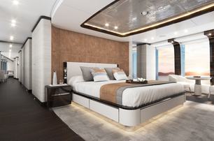  Heesen yacht Orion master cabin with large windows 