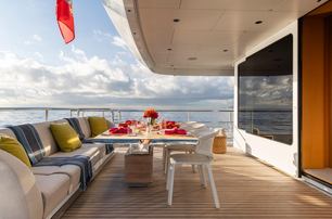 Feadship motor yacht Graycliffs aft deck dining area 