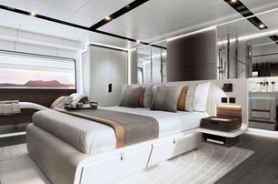 The Owner's cabin take up the full beam and, like every other cabin, has an en-suite and wardrobe.