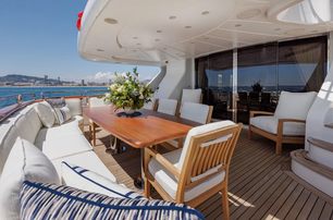 Benetti motor yacht Bunty aft deck dining area 