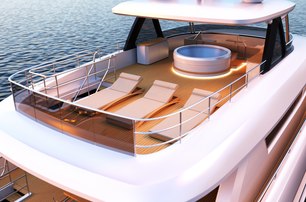 A digital impression of a sundeck on board a Johnson luxury yacht