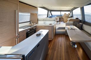 F58 motor yacht open plan galley 