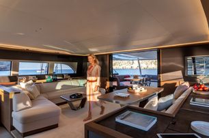 interior of Lagoon Sixty7 power catamaran