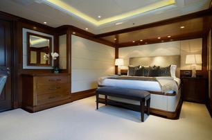 Benetti superyacht Mega Global III guest cabin with double bed 