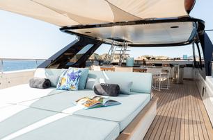 Benetti superyacht EH2 sun deck with sun pads 