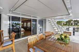 Westport yacht Seas the Day aft deck dining area 