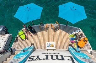 Sunseeker motor yacht Emrys beach club with water toys 