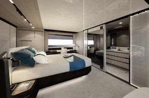 A guest stateroom on board an Azimut yacht for sale