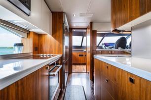 Sunseeker motor yacht Tatis galley with large window 