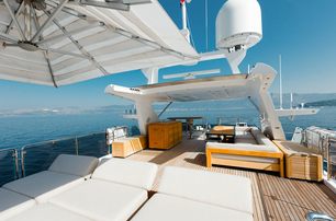 Benetti motor yacht Afina sundeck with sun pads 
