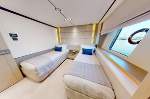 Princess motor yacht Adromelia guest cabin with twin beds 