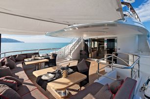 ISA Yachts motor yacht Liberty upper deck dining area 