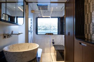 GX Superyachts GX42 RPH yacht ensuite with glass shower 