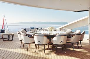 Heesen superyacht Project Sophia flybridge dining area 