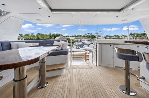 Westport yacht Seas the Day sundeck bar and seating 
