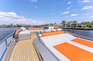 Riva motor yacht Tango Whiskey flybridge with sun pads 