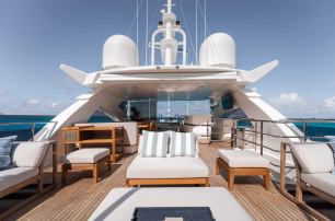 Sunseeker motor yacht Captain Morgan III sundeck lounge area 