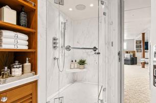 Amels expedition yacht ensuite with marble shower 