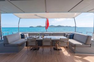Benetti motor yacht H aft deck dining area 