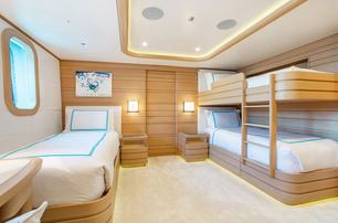  Benetti superyacht The Jewel guest cabin with bunk bed 