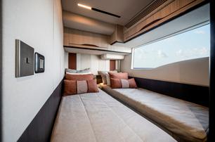 Galeon 520 Fly yacht guest cabin with twin beds 