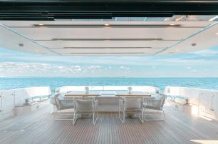 Sanlorenzo superyacht Our Aleph aft deck dining area 