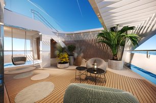Sirena 42M/01 motor yacht owners terrace with swinging chair 