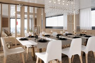 Rendering of Tecnomarine TM41 superyacht  main saloon dining area 