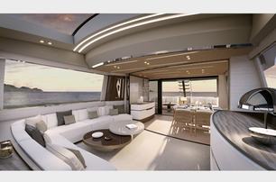 The contemporary interior styling on board the Azimut Grande S10 superyacht