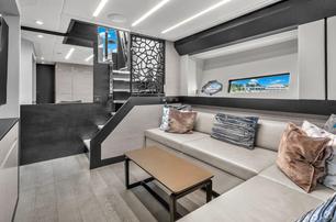 Pershing motor yacht Alexandra lower deck media room lounge 