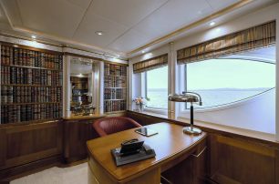 Superyacht Olympus master cabin private office 