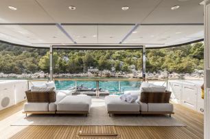 Sunseeker motor yacht Exit aft deck lounge 