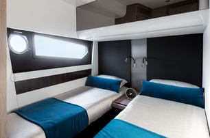 A twin cabin on board an Azimut S6 superyacht.