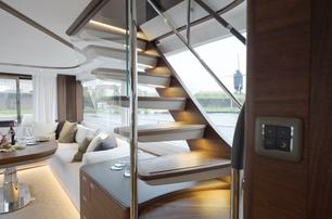 motor yacht Chase main saloon lounge and staircase